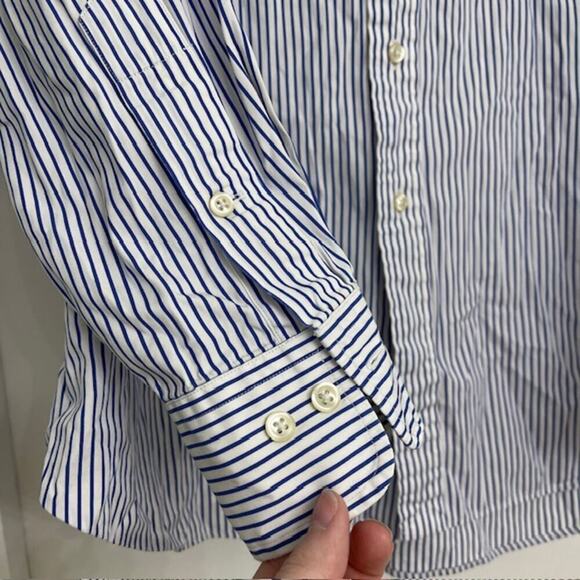 Polo Ralph Lauren Classic Fit Button Up Blue Stripe Casual Preppy Sz 17.5 34/35 - Picture 3 of 7